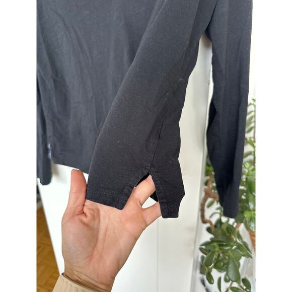 Boden Women's Black Long Sleeve Cotton V-neck Notched Collared Shirt, Size M EUC - Picture 4 of 7